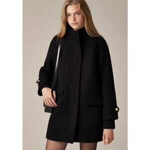 JCrew Petite Italian Stadium-Cloth Wool Blend Toscana Coat CE181 Black Sz P4 NWT